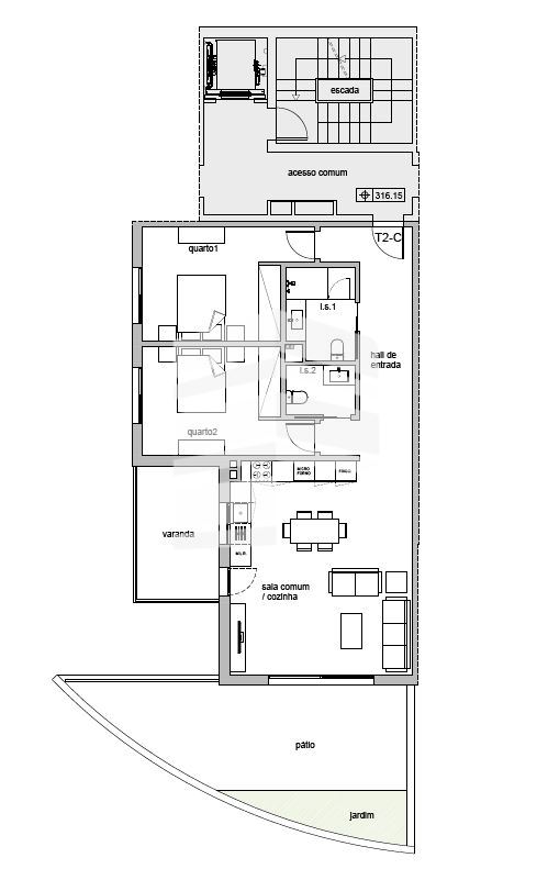Apartamento T2 para Venda em Santo Antonio