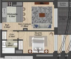Apartamento com 1 Quarto para Compra