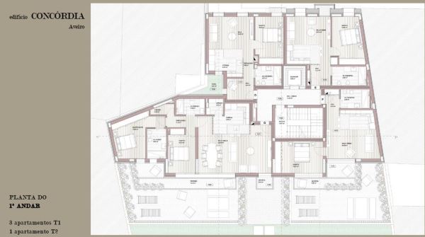 Apartamento T2 centro de Aveiro. Garagem. Condomínio com jardim