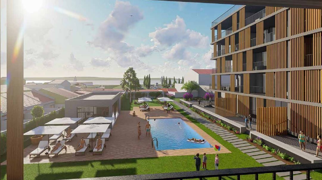 Aptº T3  com 2 suites e um Terraço de 214,58m2 em Empreendimento de Luxo em Alcochete
