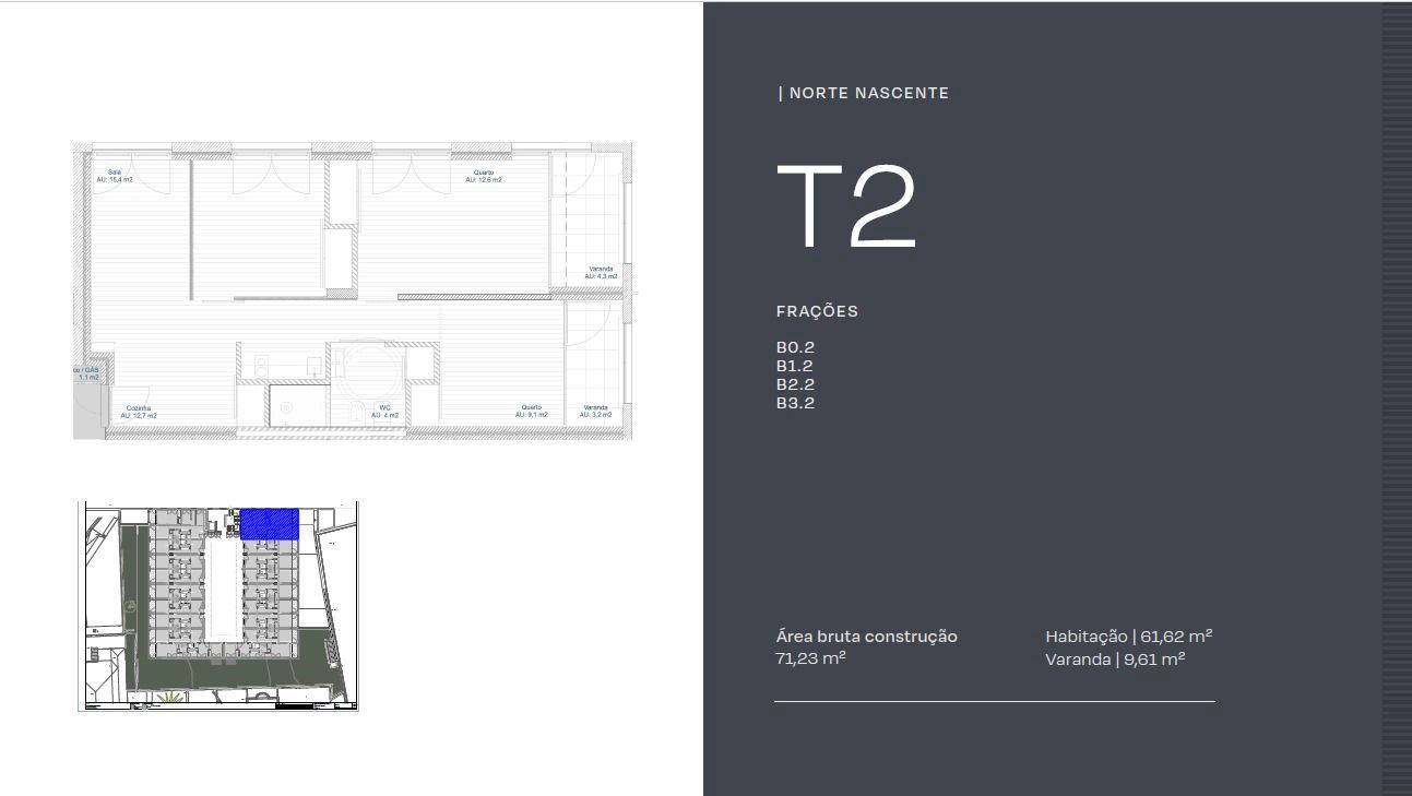 Apartamento T2 novo com varanda e lugar de garagem situado no Polo Universitário