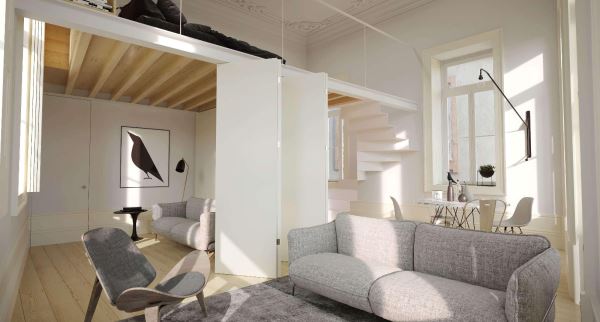 Fantástico apartamento T1 Mezzanine com vista rio