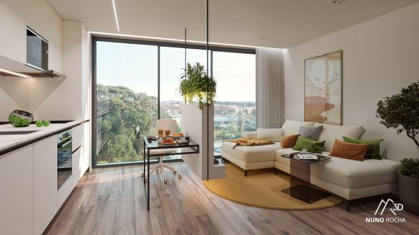 Apartamento T1  Empreendimento Caulinos Residence - Com 1 lugar de garagem e varanda