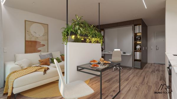 Apartamento T1  Empreendimento Caulinos Residence - Com 1 lugar de garagem e varanda