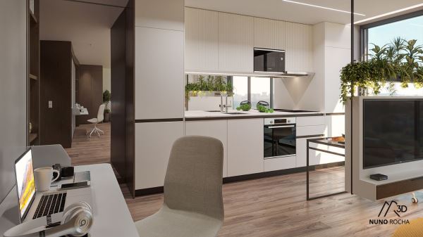 Apartamento T1  Empreendimento Caulinos Residence - Com 1 lugar de garagem e varanda