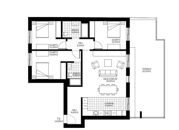 Apartamento T3 Novo Último Piso c/ Terraço e Garagem Box em Santa Marinha (Coimbrões)