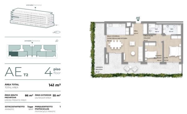 Apartamento T2, Novo, Maia 