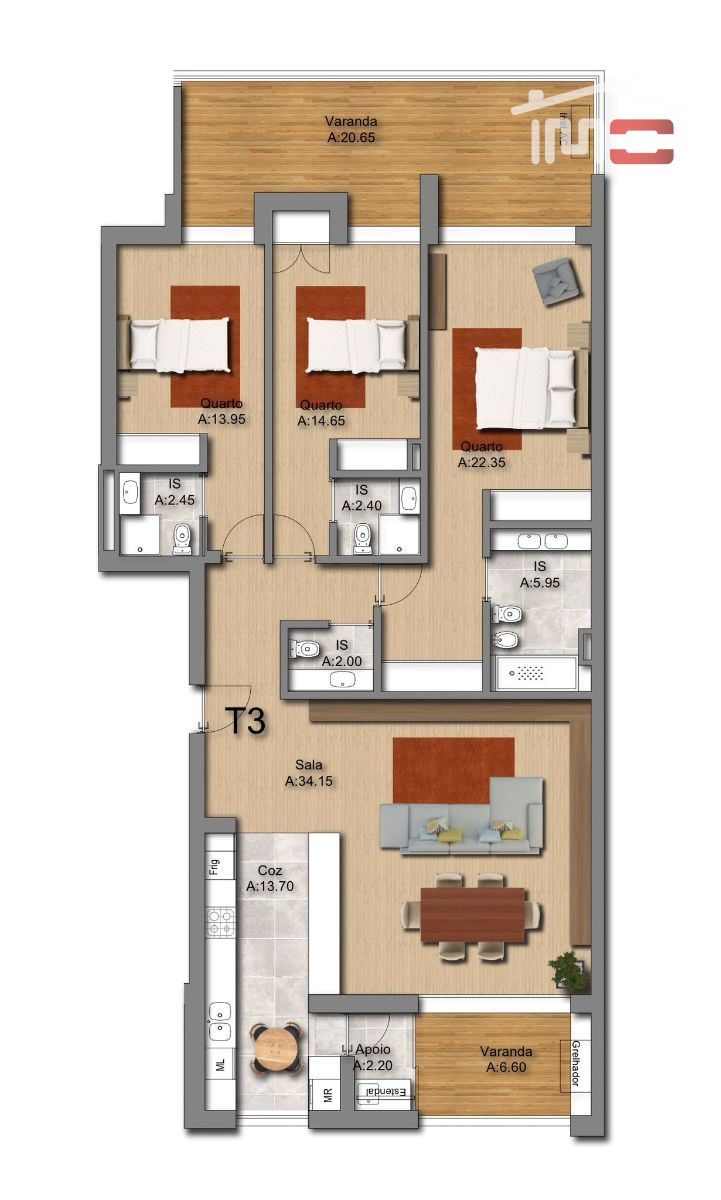 Apartamento T3 para Venda em Montijo e Afonsoeiro